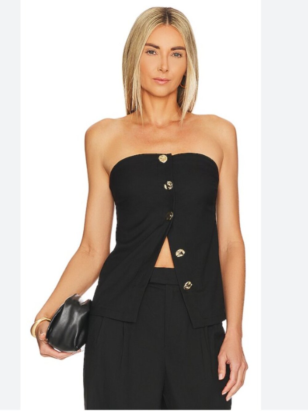 Rails Lulu Black Button Front Strapless‎ Tank Top S